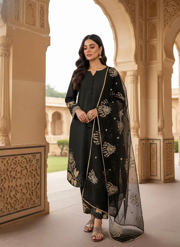 Black_Cotton_And_Natural_Crepe_Premium_Sharara_Set_For_Women