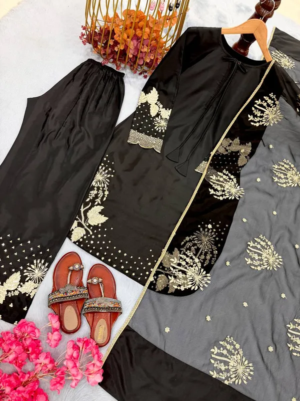 Black_Cotton_And_Natural_Crepe_Premium_Sharara_Set_For_Women