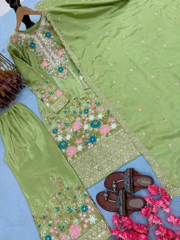 Green_Cotton_And_Chinon_Silk_Premium_Sharara_Set_For_Women