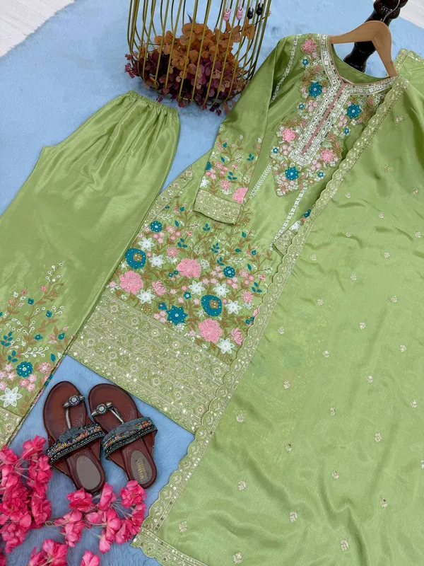 Green_Cotton_And_Chinon_Silk_Premium_Sharara_Set_For_Women