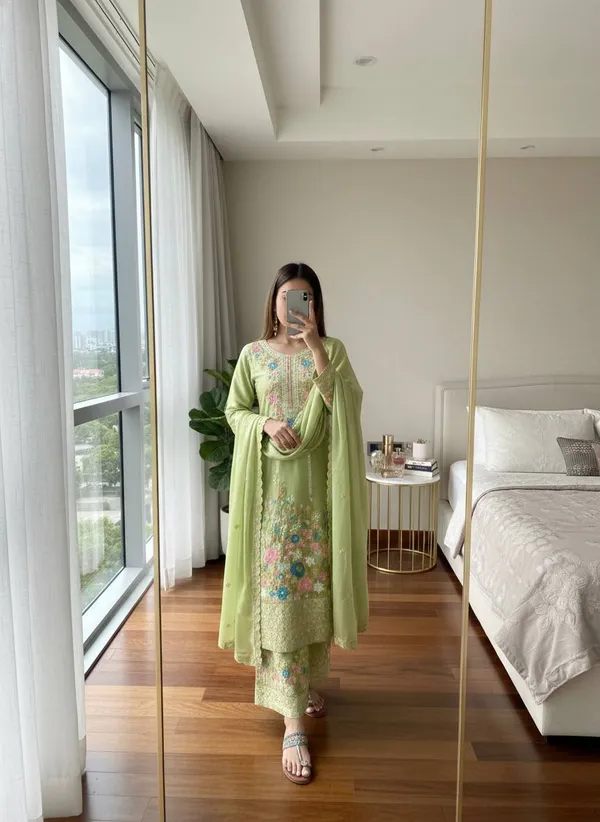Green_Cotton_And_Chinon_Silk_Premium_Sharara_Set_For_Women