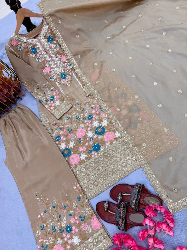 Light_Maroon_Cotton_And_Chinon_Silk_Premium_Sharara_Set_For_Women