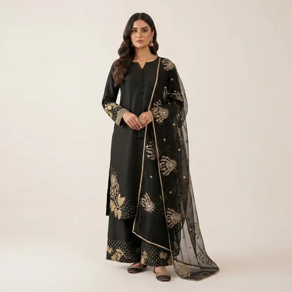 Black_Cotton_And_Natural_Crepe_Premium_Sharara_Set_For_Women