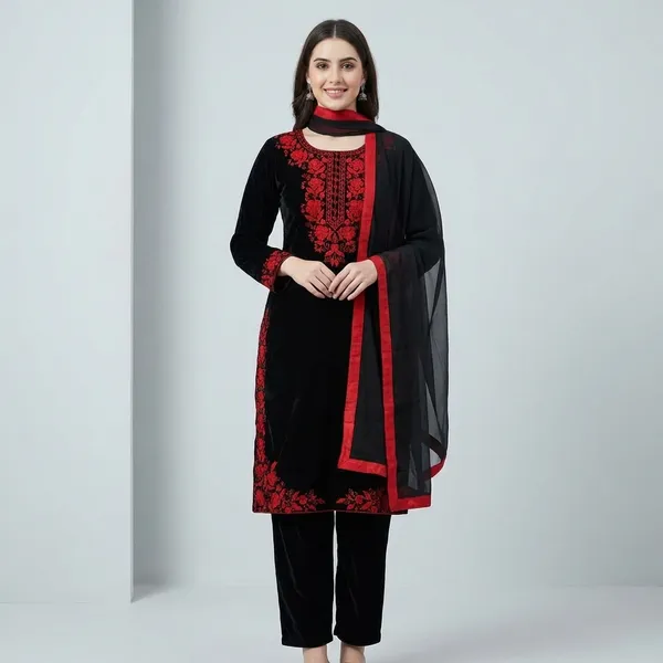 Black_Pure_Viscose_Velvet_Premium_Sharara_Set_For_Women
