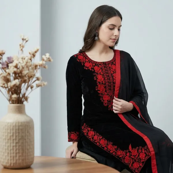 Black_Pure_Viscose_Velvet_Premium_Sharara_Set_For_Women