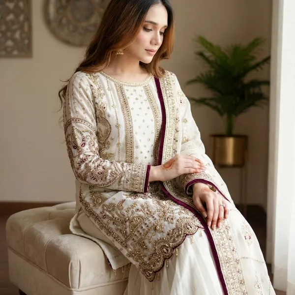 White_Faux_Georgette_And_Cotton_Premium_Sharara_Set_For_Women
