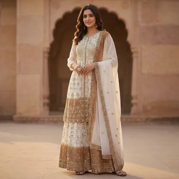 White_Cotton_And_Georgette_Premium_Sharara_Set_For_Women