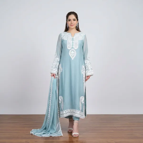 Blue_Nylon_Organza_Silk_Premium_Sharara_Set_For_Women