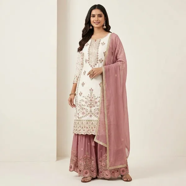 Pink_And_White_Cotton_And_Silk_Premium_Sharara_Set_For_Women