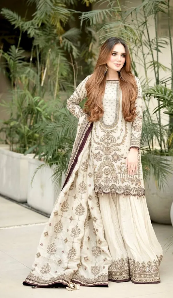White_Faux_Georgette_And_Cotton_Premium_Sharara_Set_For_Women