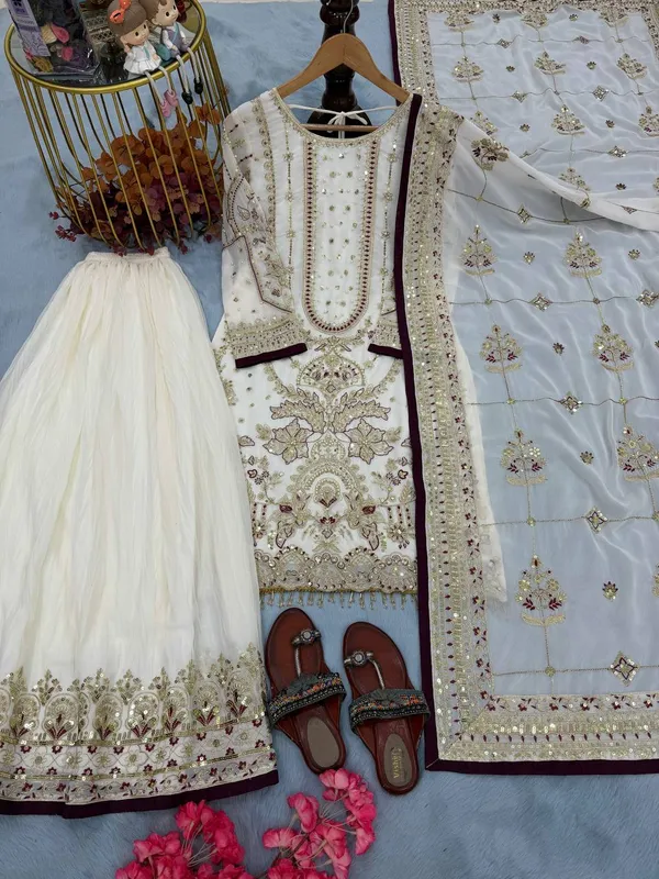 White_Faux_Georgette_And_Cotton_Premium_Sharara_Set_For_Women