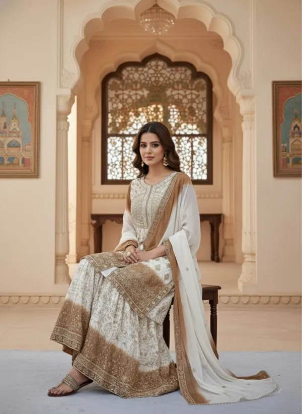 White_Cotton_And_Georgette_Premium_Sharara_Set_For_Women