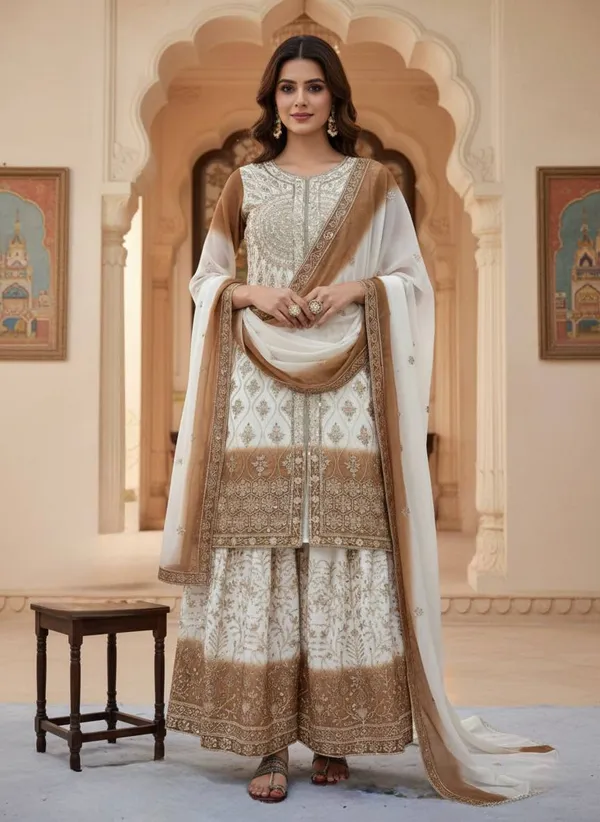 White_Cotton_And_Georgette_Premium_Sharara_Set_For_Women