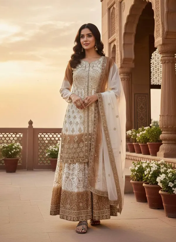 White_Cotton_And_Georgette_Premium_Sharara_Set_For_Women