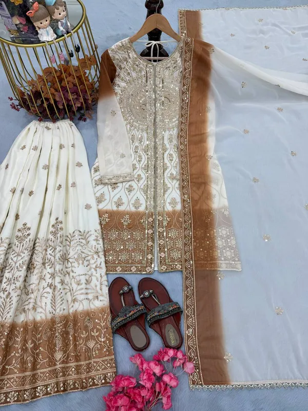 White_Cotton_And_Georgette_Premium_Sharara_Set_For_Women