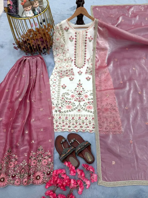 Pink_And_White_Cotton_And_Silk_Premium_Sharara_Set_For_Women