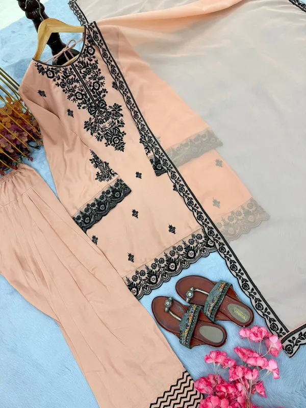 Cream_And_Black_Rayon_Cotton_Premium_Sharara_Set_For_Women