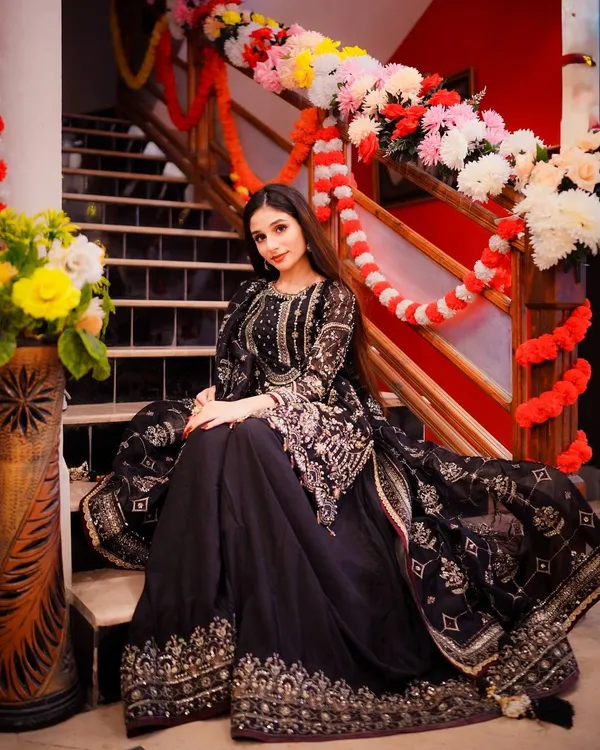 Black_Faux_Georgette_And_Cotton_Premium_Sharara_Set_For_Women
