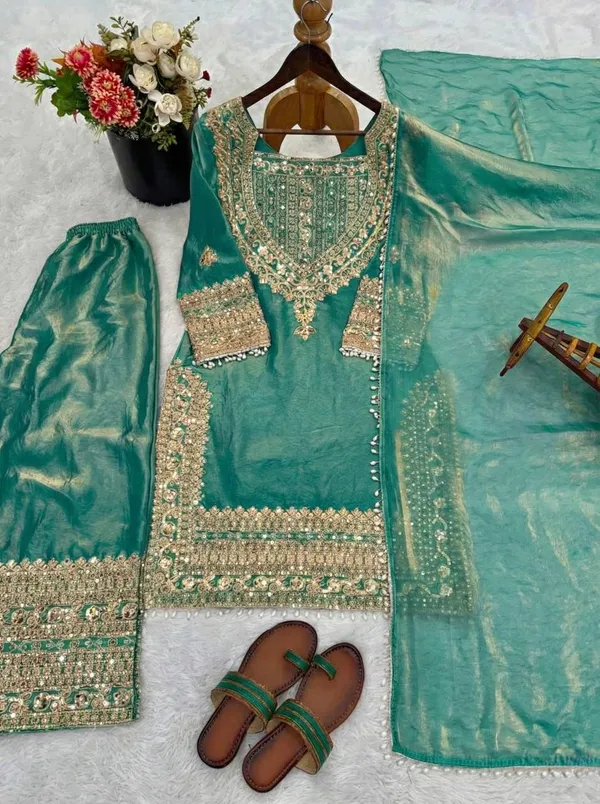 Mint_Green_Fendi_Silk_And_Cotton_Premium_Sharara_Set_For_Women