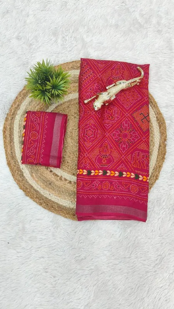 Rani_Pink_Cotton_Premium_Modern_Ethnic_Saree_For_Women_|_With_Blouse_Piece