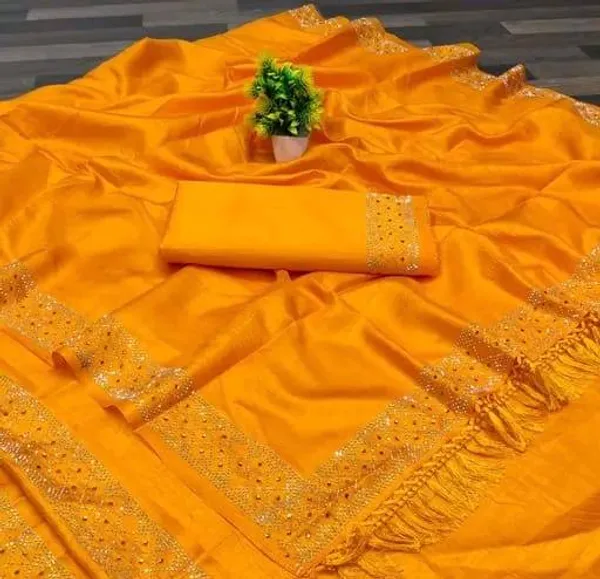 Yellow_Cotton_Premium_Choki_Saree_For_Women_|_With_Blouse_Piece