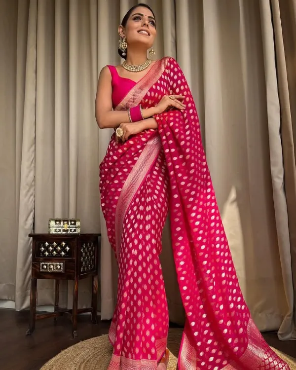 Pink_Silk_Premium_Elegant_Banarasi_Soft_Lichi_Silk_With_Rich_Jacquard_Work_Saree_For_Women_|_With_Blouse_Piece