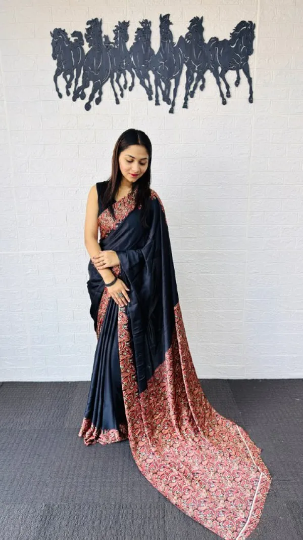 Black_Cotton_Premium_Glamorous_Party_Wear_Saree_For_Women_|_With_Blouse_Piece