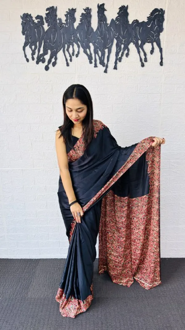 Black_Cotton_Premium_Glamorous_Party_Wear_Saree_For_Women_|_With_Blouse_Piece