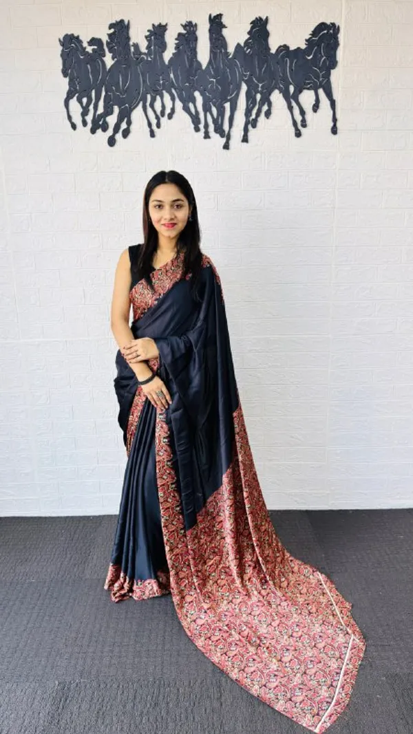 Black_Cotton_Premium_Glamorous_Party_Wear_Saree_For_Women_|_With_Blouse_Piece