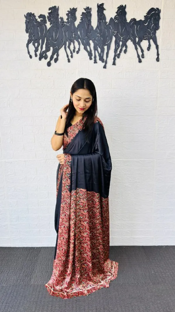 Black_Cotton_Premium_Glamorous_Party_Wear_Saree_For_Women_|_With_Blouse_Piece