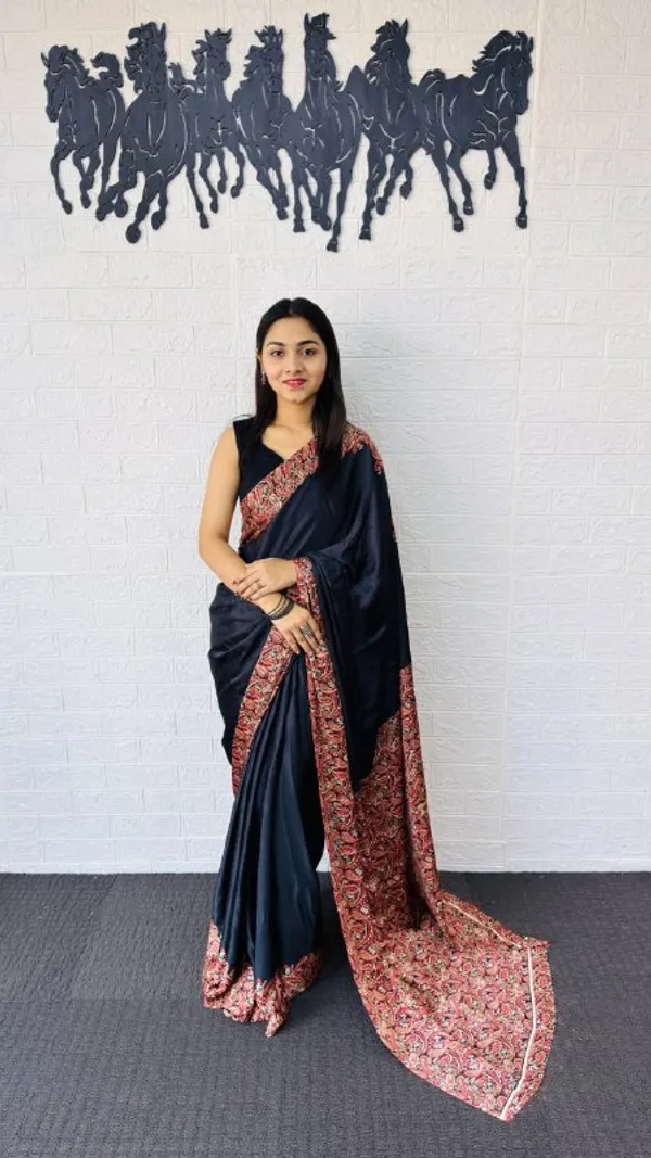 Black_Cotton_Premium_Glamorous_Party_Wear_Saree_For_Women_|_With_Blouse_Piece