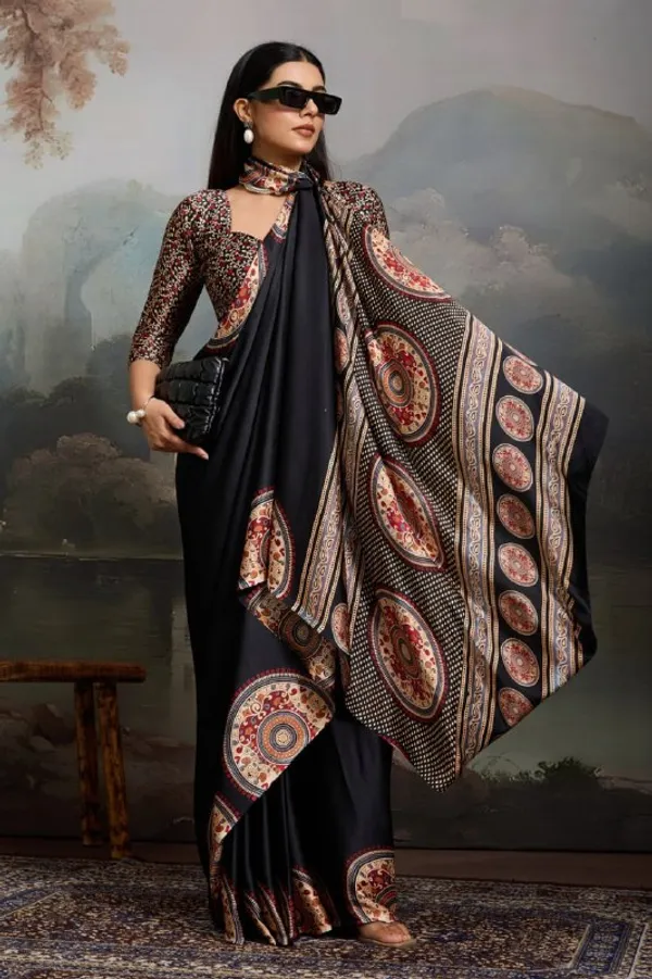 Black_Cotton_Premium_Graceful_Traditional_Look_Saree_For_Women_|_With_Blouse_Piece