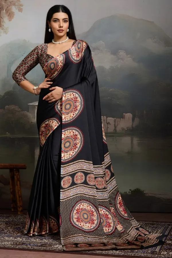 Black_Cotton_Premium_Graceful_Traditional_Look_Saree_For_Women_|_With_Blouse_Piece