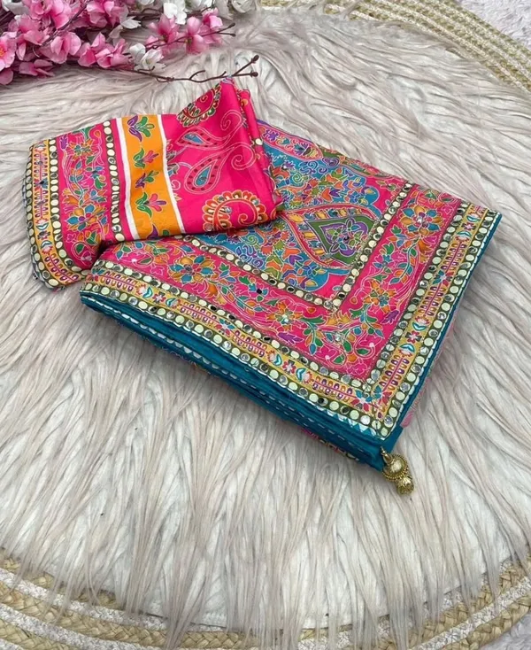 Royal_Peacock_Designer_Printed_Silk_Saree_with_Fancy_Border__Gold_Zari_work_and_Hand_real_mirror_and_diamond_work