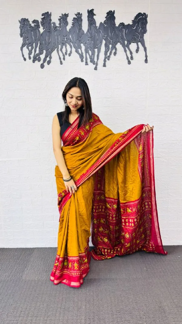 Yellow_And_Red_Cotton_Premium_Festive_Glow_Saree_For_Women_|_With_Blouse_Piece