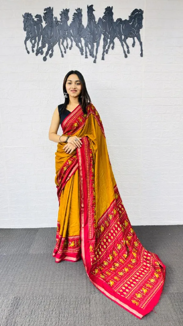 Yellow_And_Red_Cotton_Premium_Festive_Glow_Saree_For_Women_|_With_Blouse_Piece