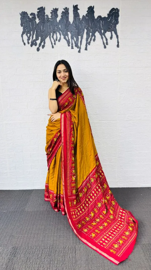 Yellow_And_Red_Cotton_Premium_Festive_Glow_Saree_For_Women_|_With_Blouse_Piece