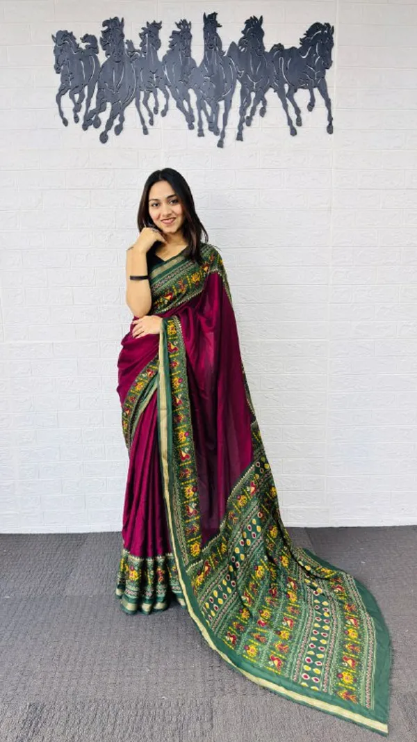 Green_And_Wine_Silk_Premium_Trendy_Silk_Saree_For_Women_|_With_Blouse_Piece