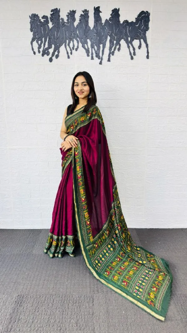 Green_And_Wine_Silk_Premium_Trendy_Silk_Saree_For_Women_|_With_Blouse_Piece
