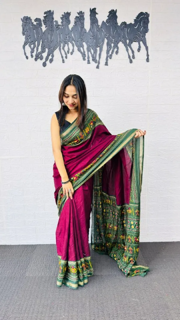 Green_And_Wine_Silk_Premium_Trendy_Silk_Saree_For_Women_|_With_Blouse_Piece
