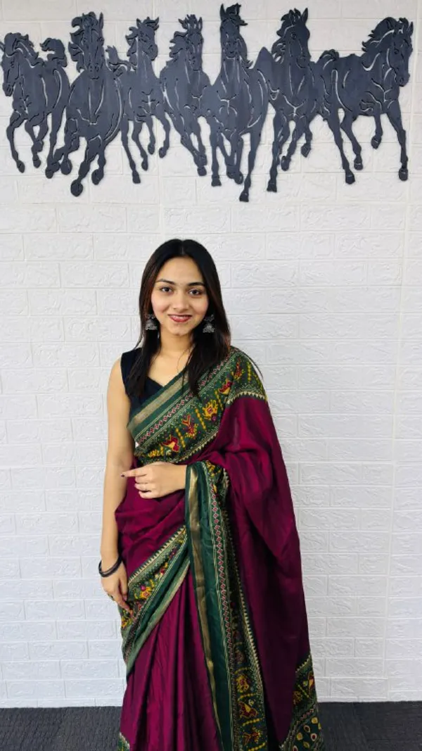 Green_And_Wine_Silk_Premium_Trendy_Silk_Saree_For_Women_|_With_Blouse_Piece