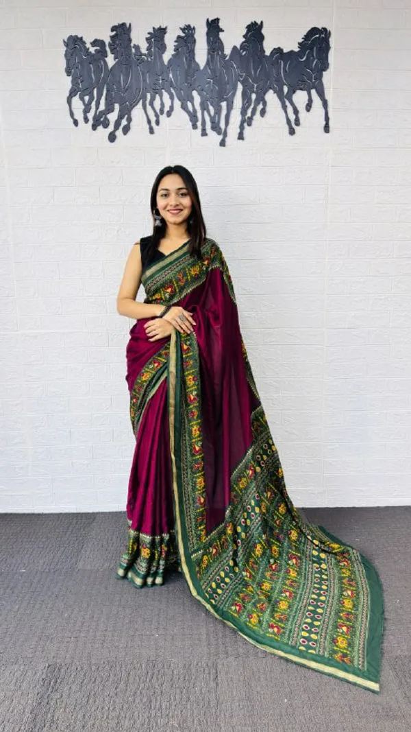 Green_And_Wine_Silk_Premium_Trendy_Silk_Saree_For_Women_|_With_Blouse_Piece