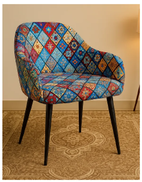 Modern_Blue_Chanderi_Velvet_Accent_Chair_With_Black_Tipped_Metal_Legs
