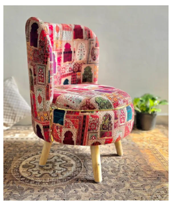 Multicolor_Hawa_Mahal_Ottoman_Chair_With_Wooden_Legs