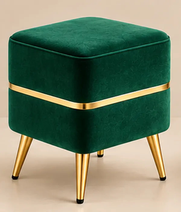 Bottle_Green_Square_Ottoman_Stool_�_Premium_Velvet_Fabric_with_Golden_Glassy_Metal_Legs_for_Entryway_&_Hallway