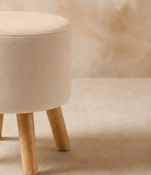 Ivory_Upholstered_Accent_Stool_�_Premium_Fabric_with_Wooden_Legs_for_Bedroom_&_Entryway