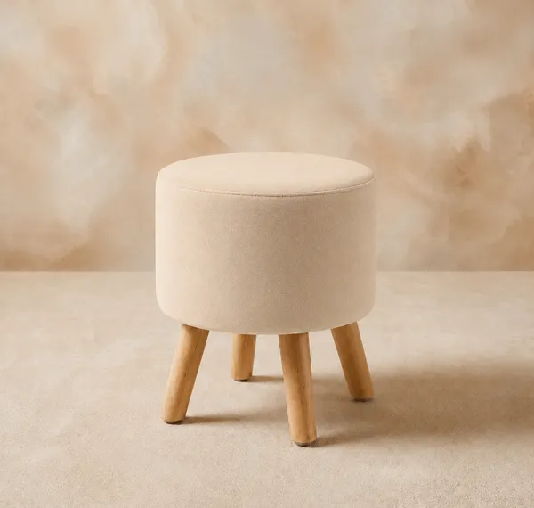 Ivory_Upholstered_Accent_Stool_�_Premium_Fabric_with_Wooden_Legs_for_Bedroom_&_Entryway