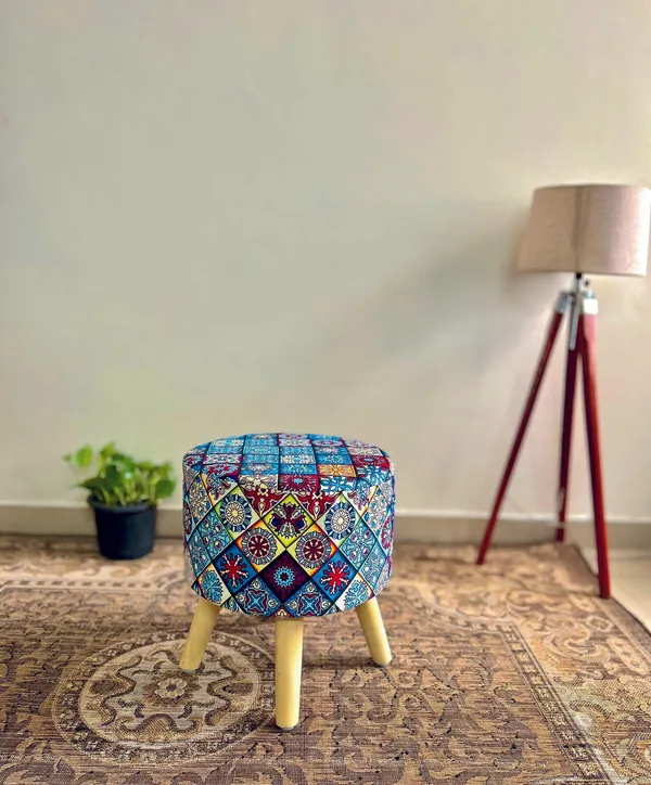 Elegant_Blue_Chanderi_Velvet_Ottoman_Stool_�_Premium_Fabric_with_Wooden_Legs_for_Living_Room_&_Balcony