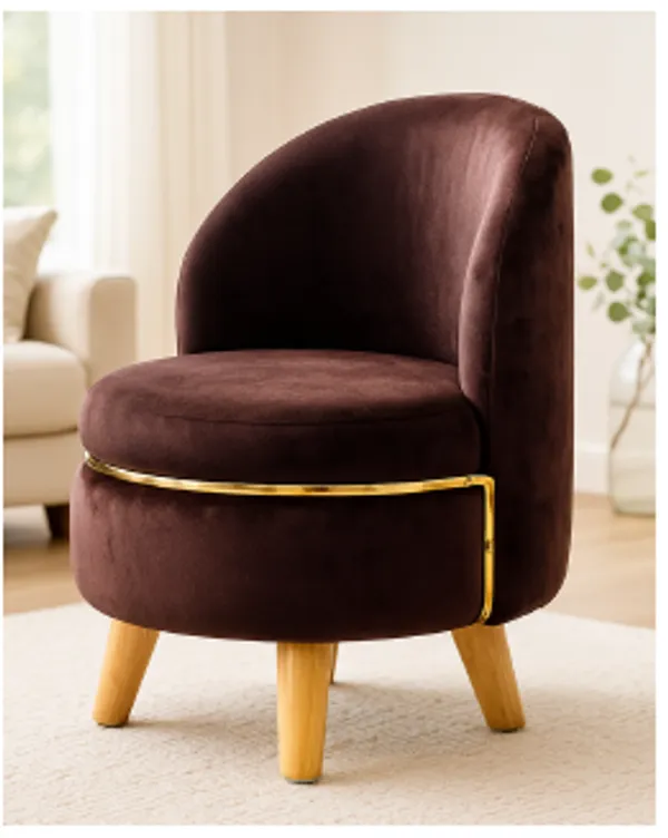 Vibrant_Solid_Brown_Ottoman_Baby_Chair_With_Wooden_Legs
