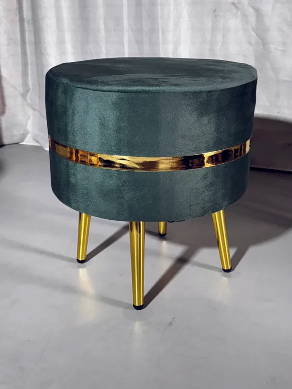 Green_Velvet_Accent_Stool_With_Golden_Legs_And_Zipper_Detail
